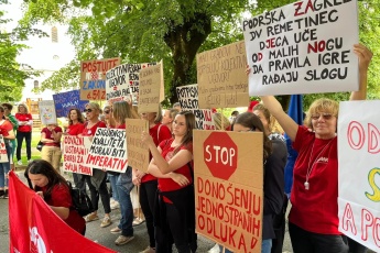 Prosvjed podrške radnicama dječjih vrtića u štrajku