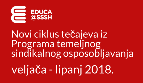 Novi ciklus tečajeva Programa temeljnog sindikalnog osposobljavanja proljeće 2018