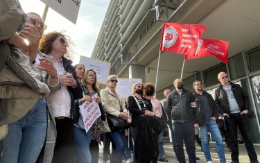 Protest in front of Zagreb Holding, March 29, 2022.